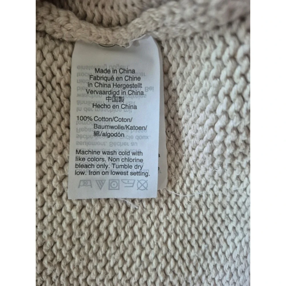J. Crew Always Women Oatmeal Beige 100% Cotton Roll Neck Turtleneck Sweater M